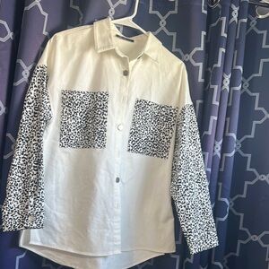 Collection B Cream Button-Up Jean Jacket